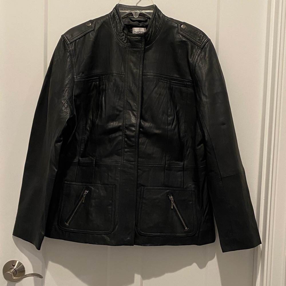 Chico’s Military Flair Hudson Leather Jacket